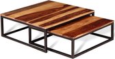 Bijzettafel salontafel tafel set 2 koffietafel vierkant tafel 70x70x26cm