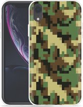 Geschikt voor Apple iPhone Xr Hoesje Pixel Camouflage Green - Designed by Cazy