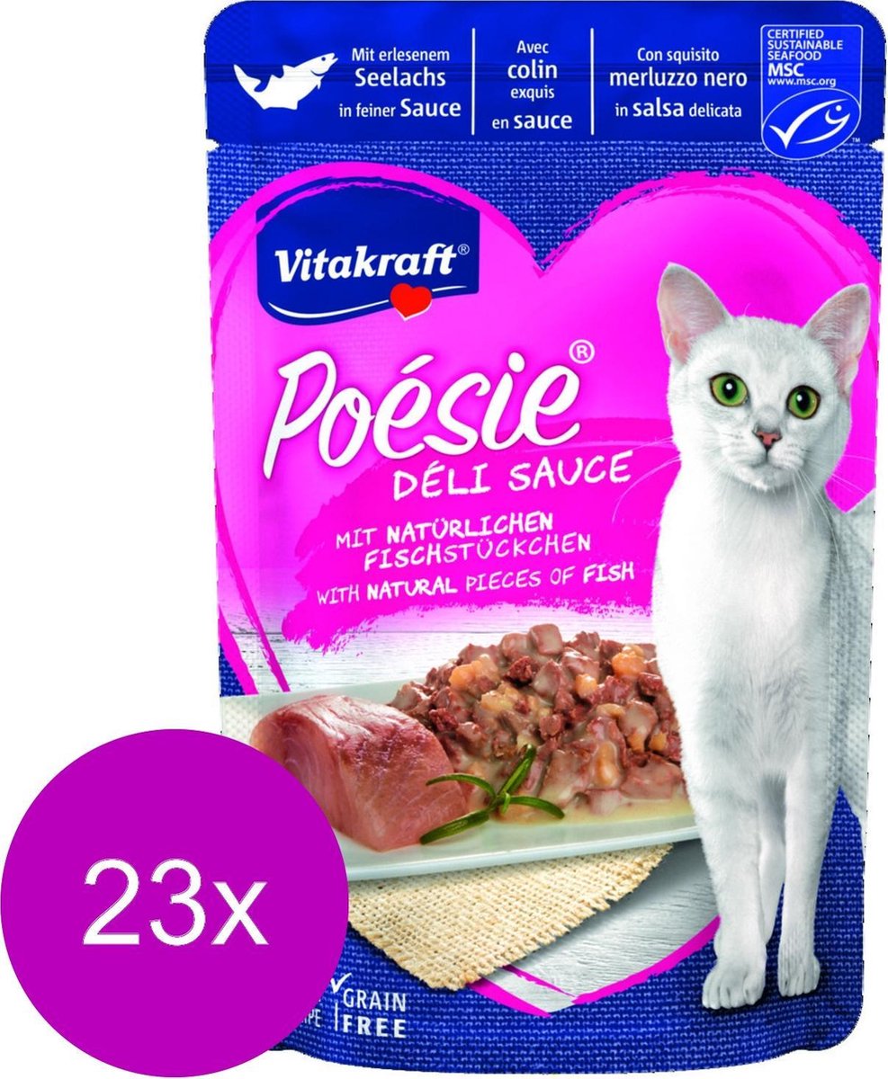 Vitakraft Vitakraft Poesie Deli Sauce Pouch 85 g - Kattenvoer - 23 x Koolvis