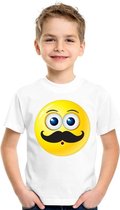 Smiley/ emoticon t-shirt snor wit kinderen L (146-152)