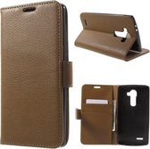 Litchi Cover wallet case hoesje LG K10 bruin