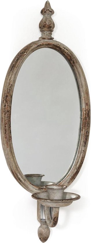 Muur kaarsenhouder met spiegel met old antiek ijzer | bol.com