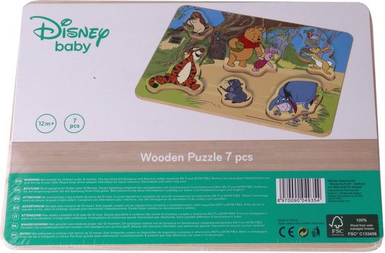 Puzzle Forme Disney Winnie l'Ourson 29,5 X 21 Cm Bois 7 pièces | bol.com
