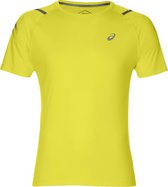 Asics Icon SS Top Sportshirt - Maat M  - Mannen - geel/donkergrijs