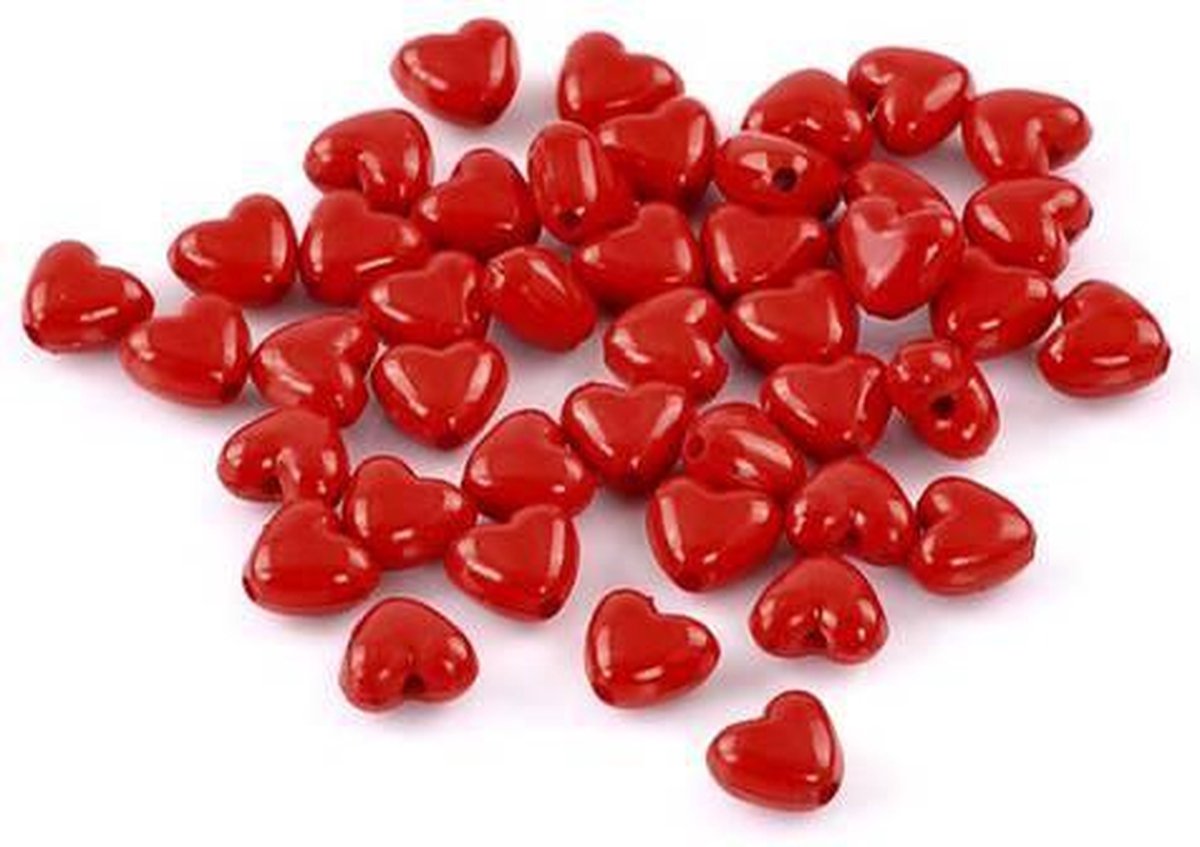 Valentine environ 20 perles 10 g Pack Dur Acrylique Amour Cœur Rouge Perles 10 mm
