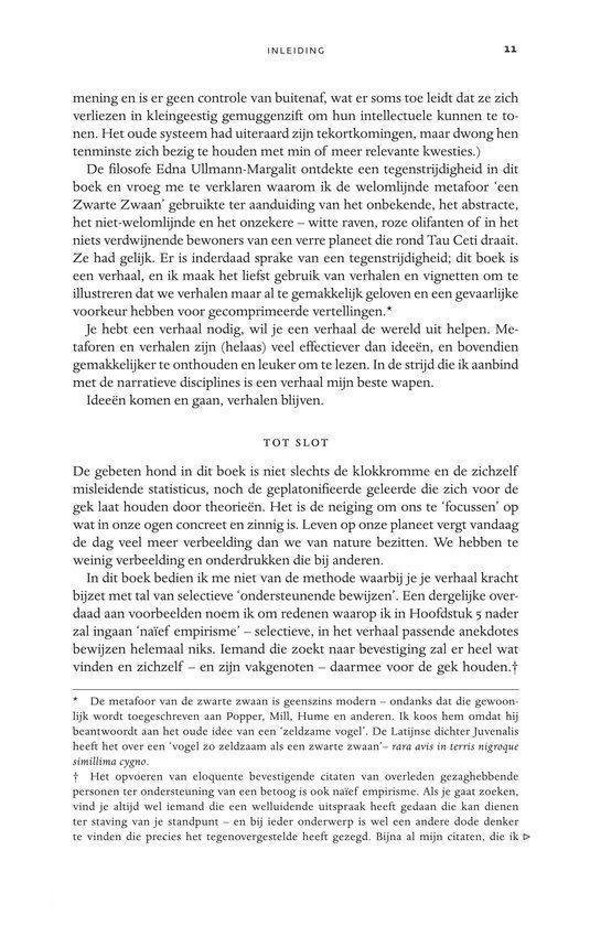 Tekst over de filosofie, de Zwarte Zwaan en empirisme, inclusief citaat.