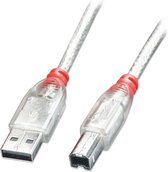LINDY USB-kabel USB 2.0 USB-A stekker, USB-B stekker 2.00 m Transparant 41753