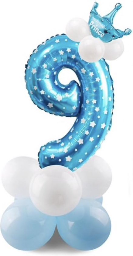 Cijferballon 9 jaar ballonnen set jongen | 9 jaar jongen verjaardag | Baby  verjaardag... | bol.com