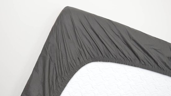 Snoozing - Katoen- Satin - Hoeslaken - Simple - 90x200 cm - Anthracite
