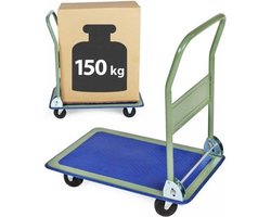 Inklapbare Platformwagen met anti slip – Opvouwbare Magazijnwagen – Transportwagen – Plateauwagen – Platformkar – 150 kg - Zwart