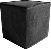 Hocker zwart - velvet - poef - handmade - 50x50