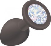 Lola Toys - Emotions - Buttplug met Diamant - Anaal - Siliconen - Maat S - 27mm - Zwart met Maansteen Diamant