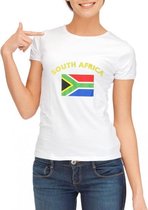 Wit dames t-shirt met vlag van Zuid Afrika M