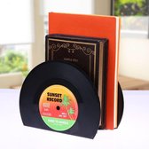 2 Stuks / 1 Set Retro Vinyl look Record, Boekensteunen voor op een Boekenplank bij een LP platenspeler.