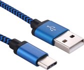 1 m geweven stijl USB-C / Type-C 3.1 naar USB 2.0 Data Sync laadkabel, voor Galaxy S8 & S8 + / LG G6 / Huawei P10 & P10 Plus / Xiaomi Mi6 & Max 2 en andere smartphones (donkerblauw