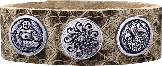 Quiges - Dames Click Button Drukknoop 18mm Multi Bloemen Glas - EBCM171