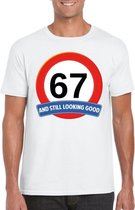 Verkeersbord 67 jaar t-shirt wit heren XL