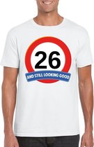 Verkeersbord 26 jaar t-shirt wit heren 2XL