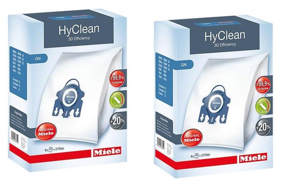 8 Stuks - HyClean GN Stofzuigerzakken + filters