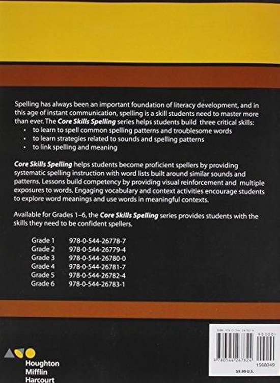 Core Skills Spelling Workbook Grade 5 9780544267824 Houghton Mifflin Harcourt Boeken