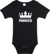 Prinsesje met kroon baby rompertje zwart meisjes - Kraamcadeau - Babykleding 56 (1-2 maanden)