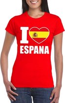 Rood I love Spanje fan shirt dames XS