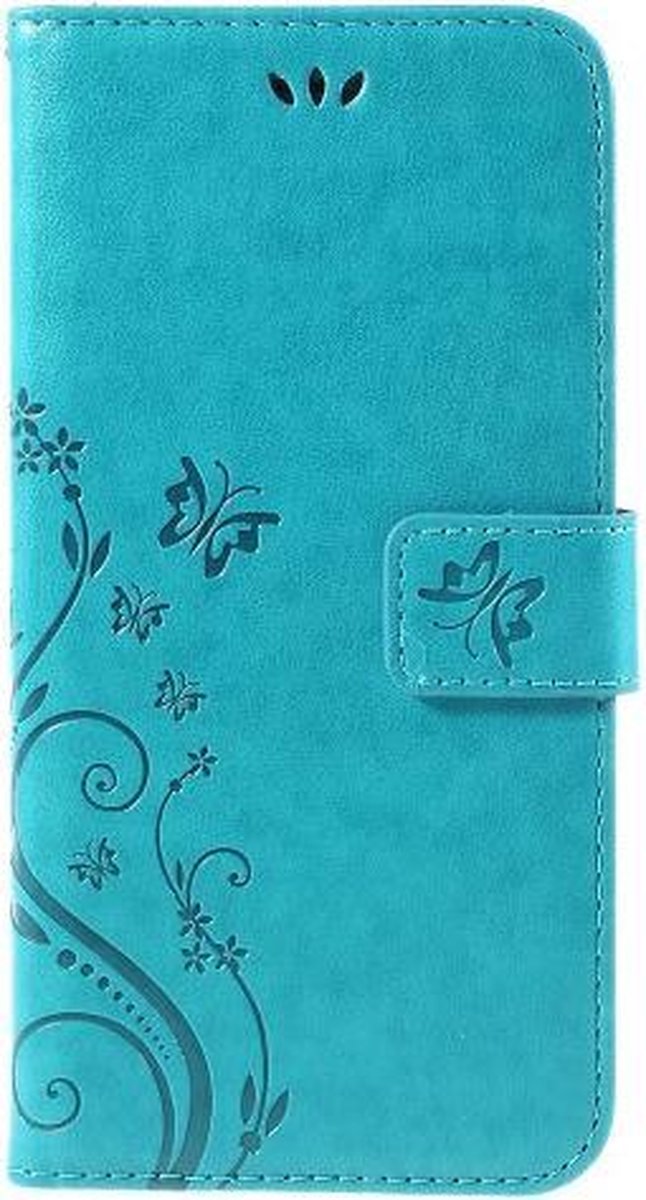 Bloemen & Vlinders Book Case - Geschikt voor iPhone 6 / iPhone 6s Hoesje - Blauw