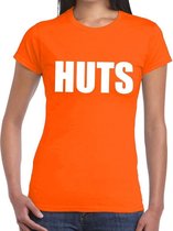 HUTS tekst t-shirt oranje dames - dames shirt HUTS - oranje kleding S