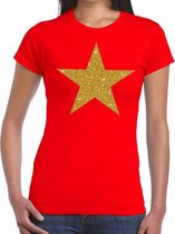 Ster goud glitter fun t-shirt rood - dames shirt gouden L | bol.com