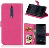 Nokia 5 Book PU lederen Portemonnee hoesje Book case Roze