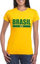 Geel Brazilie supporter t-shirt voor dames XL