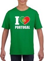 Groen I love Portugal fan shirt kinderen M (134-140)
