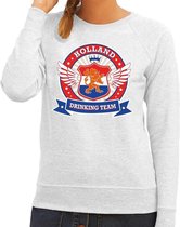 Grijs Holland drinking team sweater grijs dames - Koningsdag / supporters kleding L