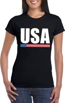 Zwart USA supporter t-shirt voor dames - Amerikaanse vlag shirts XL