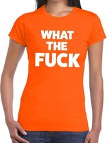 What the Fuck tekst t-shirt oranje dames - dames shirt What the Fuck - oranje kleding XL