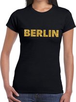 Berlin gouden glitter tekst t-shirt zwart dames 2XL