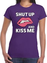 Shut up and kiss me t-shirt paars dames L