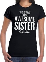 Awesome sister tekst t-shirt zwart dames XS