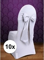 10x Bruiloft stoel decoratie witte strik
