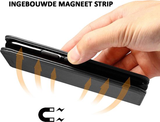 HB Hoesje Geschikt voor Samsung Galaxy J6 Plus - Zwart - Luxe Kunstlederen Slim Portemonnee Book Case
