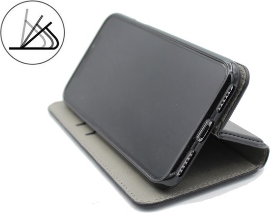 HB Hoesje Geschikt voor Samsung Galaxy J6 Plus - Zwart - Luxe Kunstlederen Slim Portemonnee Book Case