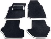 Tapis de voiture en velours de qualité supérieure PK Automotive noir avec bord blanc Saab 9-3 convertible 2002-2008