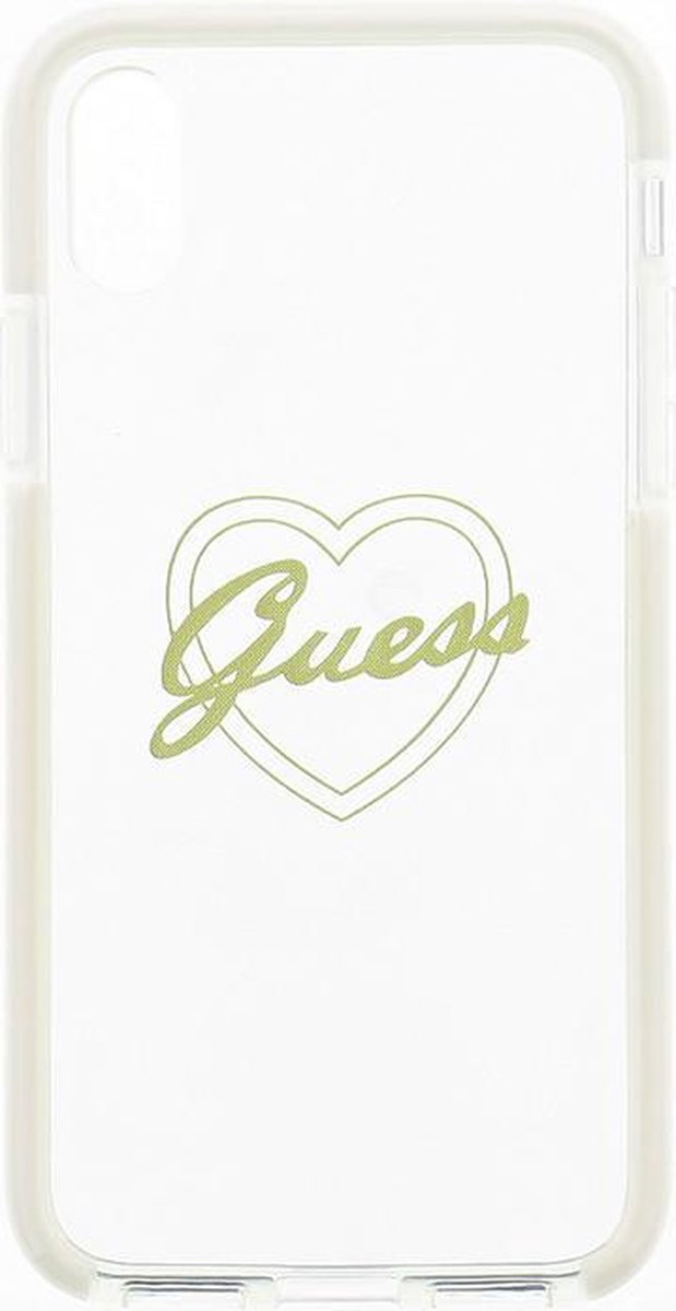 Guess TPU Case Shockproof Heart voor Apple iPhone X (5.8") - Wit