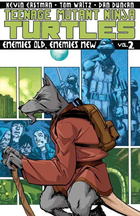 Titelpagina van "Teenage Mutant Ninja Turtles, Vol. 2" met Splinter in de voorgrond en de schildpadden op de achtergrond.