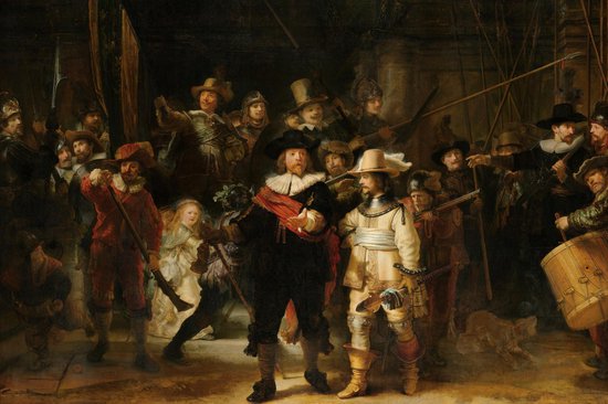 Nachtwacht | Rembrandt van Rijn | Tissu en toile | Décoration murale | 150 cm x 100 cm | Peinture
