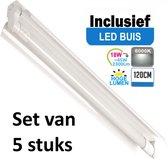 LED Buis armatuur met Trog 120cm - Enkel | Inclusief Hoge Lumen LED Buis - 6000K - Daglicht (Set van 5 stuks)