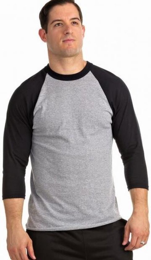 Soffe Classic Heathered Baseball T-Shirt - Oxford Grey/Black