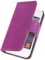 BestCases Apple iPhone 4/4s - Echt Leer Bookcase Lila - Lederen Leder Cover Case Wallet Hoesje