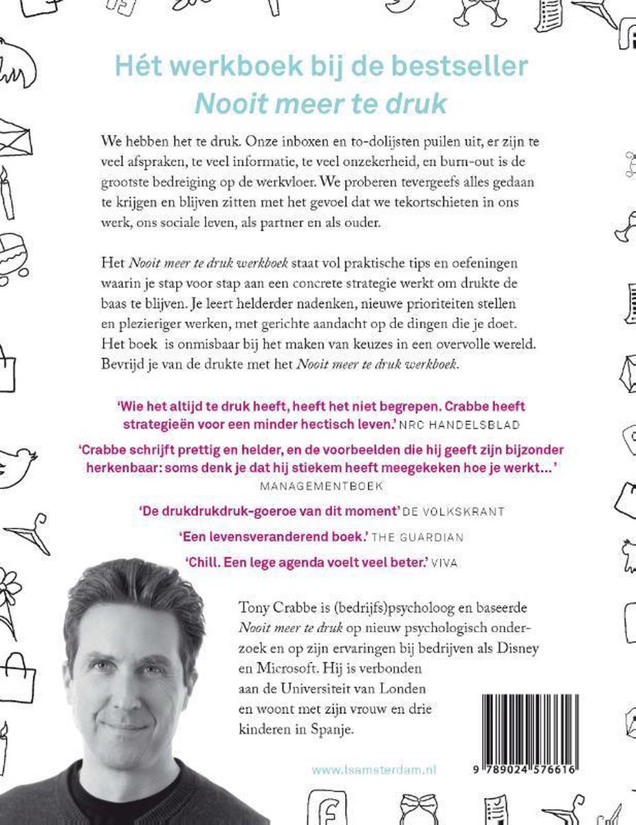 Nooit meer te druk, werkboek vol praktische tips en inspiratie - back cover