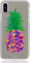 Shop4 - iPhone Xs Hoesje - Zachte Back Case Ananas Transparant